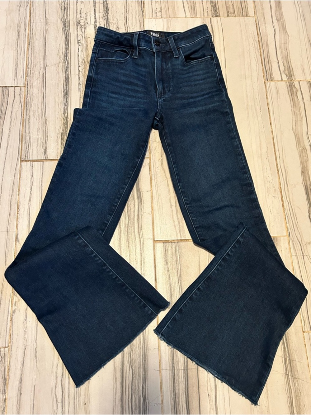 PAIGE Genevieve Dark Blue Flare Stretch Jeans 30” Inseam in Color Novela - Picture 3 of 16